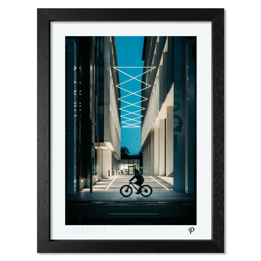 Cyclist Passing Navigation Square Print (Framed)