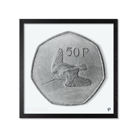 50p Woodcock Bird Coin Print (Framed)