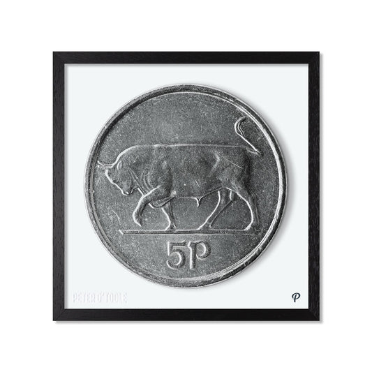 5p Bull Coin Print (Framed)