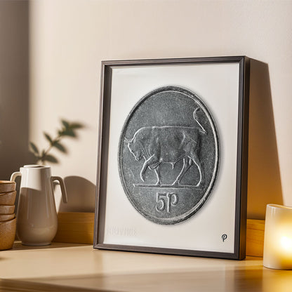 5p Bull Coin Print