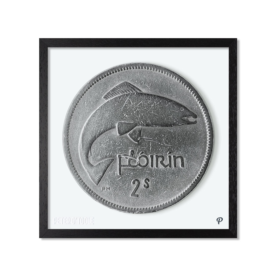 2 Scilling Flórín Salmon Coin Print (Framed)