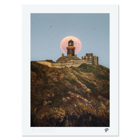 Harvest Supermoon Over Ballycotton Lighthouse Print