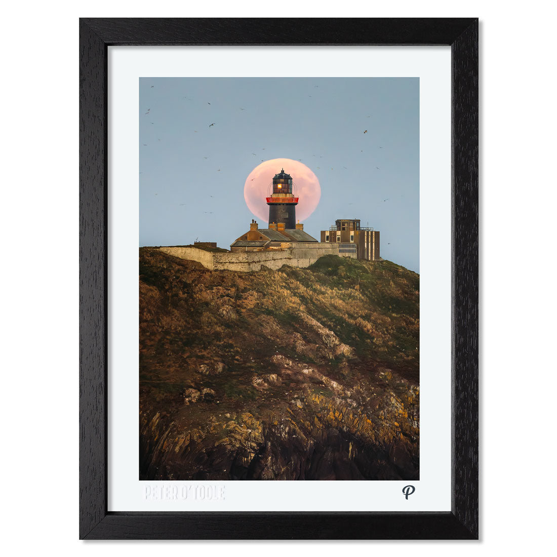 Harvest Supermoon Over Ballycotton Lighthouse Print (Framed)