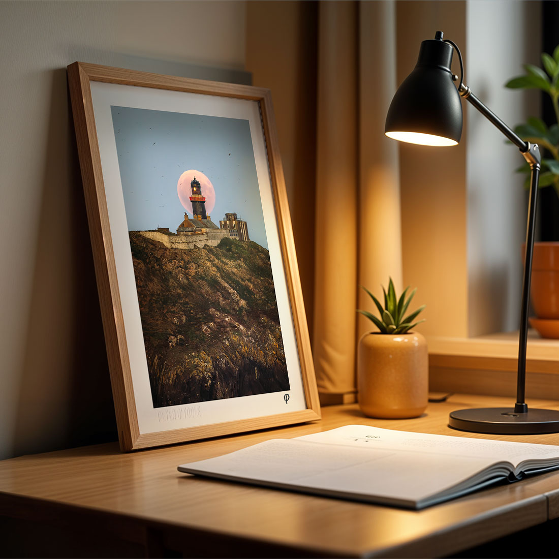 Harvest Supermoon Over Ballycotton Lighthouse Print