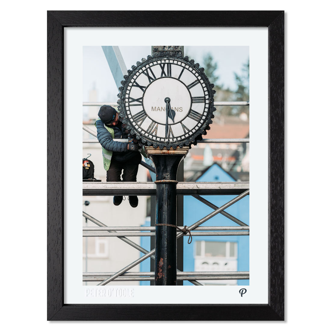 Mangan's Clock Being Repaired Print (Framed)