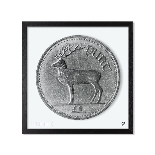 One Pound Deer Coin Print (Framed)