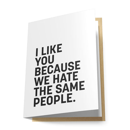 I Like You Because We Hate... Greeting Card