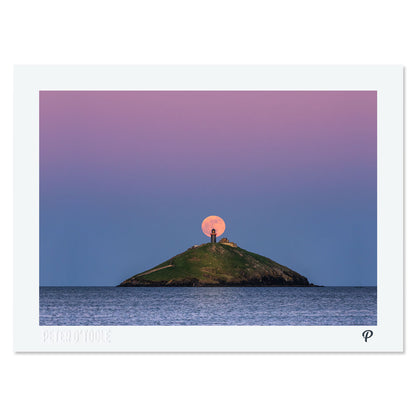 Pink Moon Over Ballycotton Lighthouse Print (Landscape)