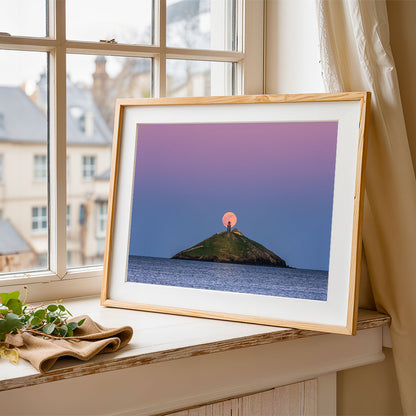 Pink Moon Over Ballycotton Lighthouse Print (Landscape)