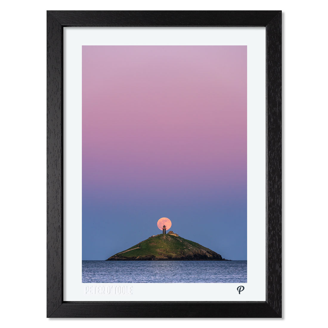 Pink Moon Over Ballycotton Lighthouse Print (Framed)