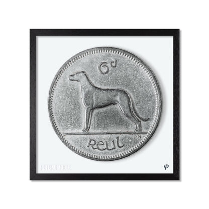 6p Irish Wolfhound Coin Print (Framed)